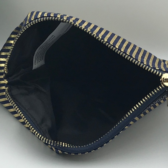 NWOT Merangue Black & Gold Striped Make Up Bag - Picture 3 of 8